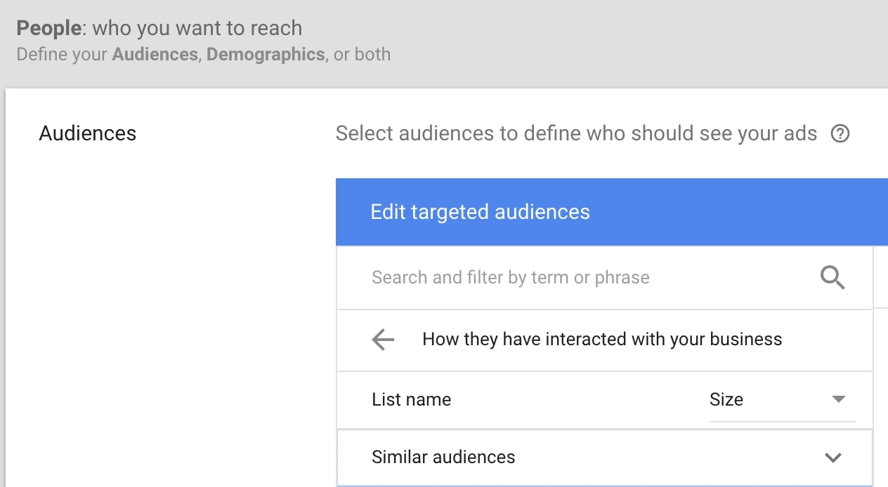 google similar audience campaign