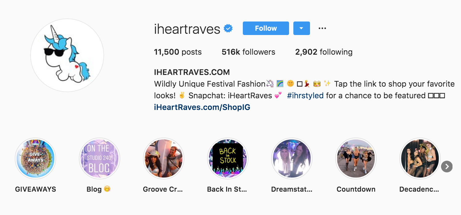 iHeartRaves Instagram Bio