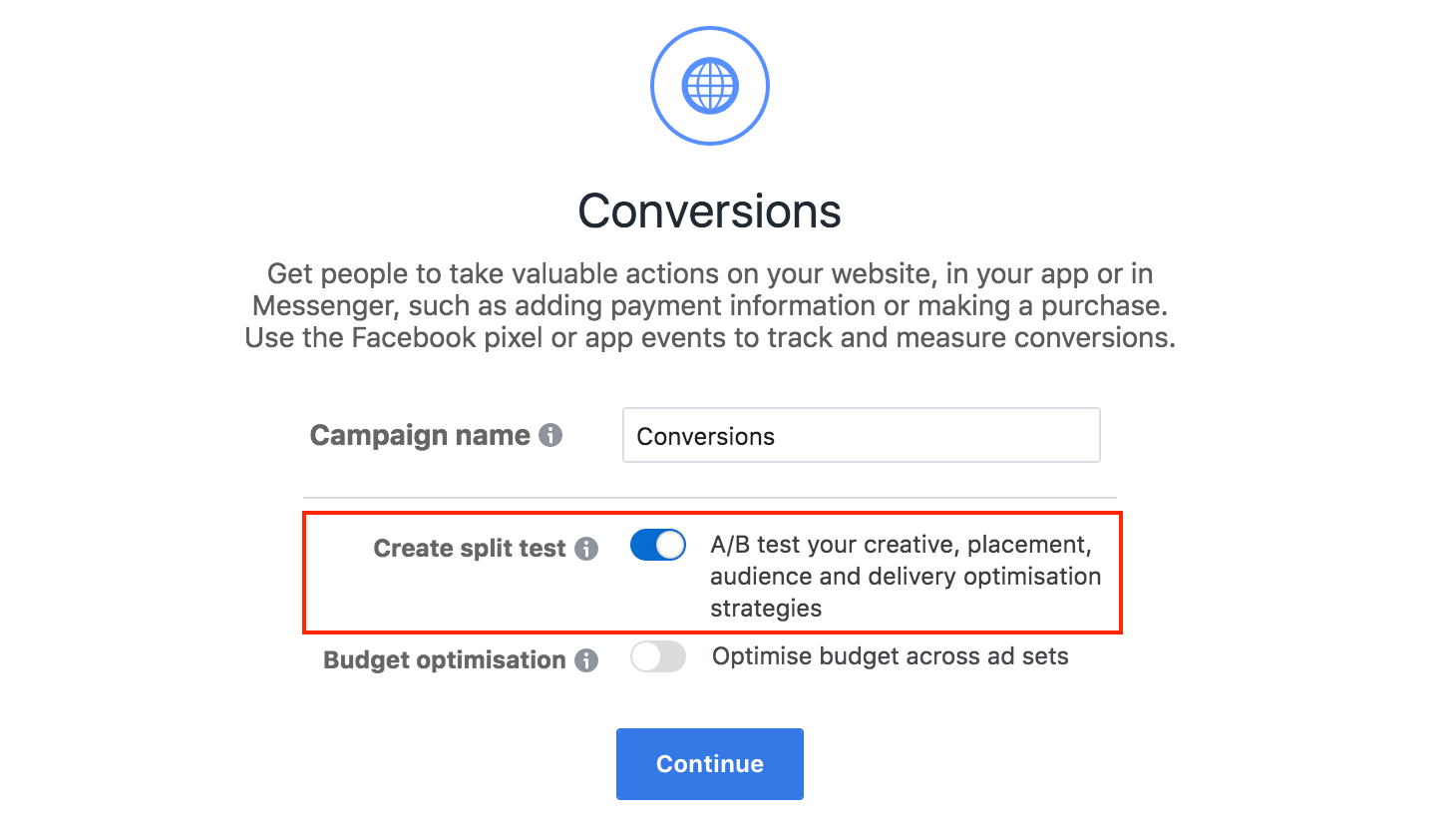 running split tests on facebook