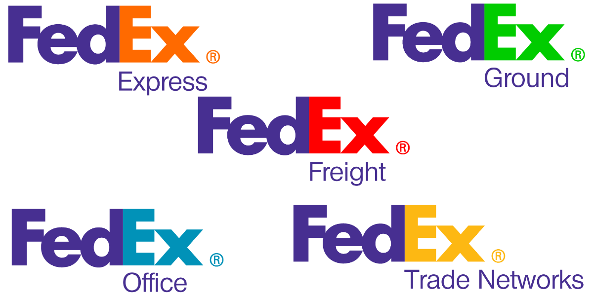 Meerdere kleuren gebruiken voor je logo Voorbeeld Fed Ex
