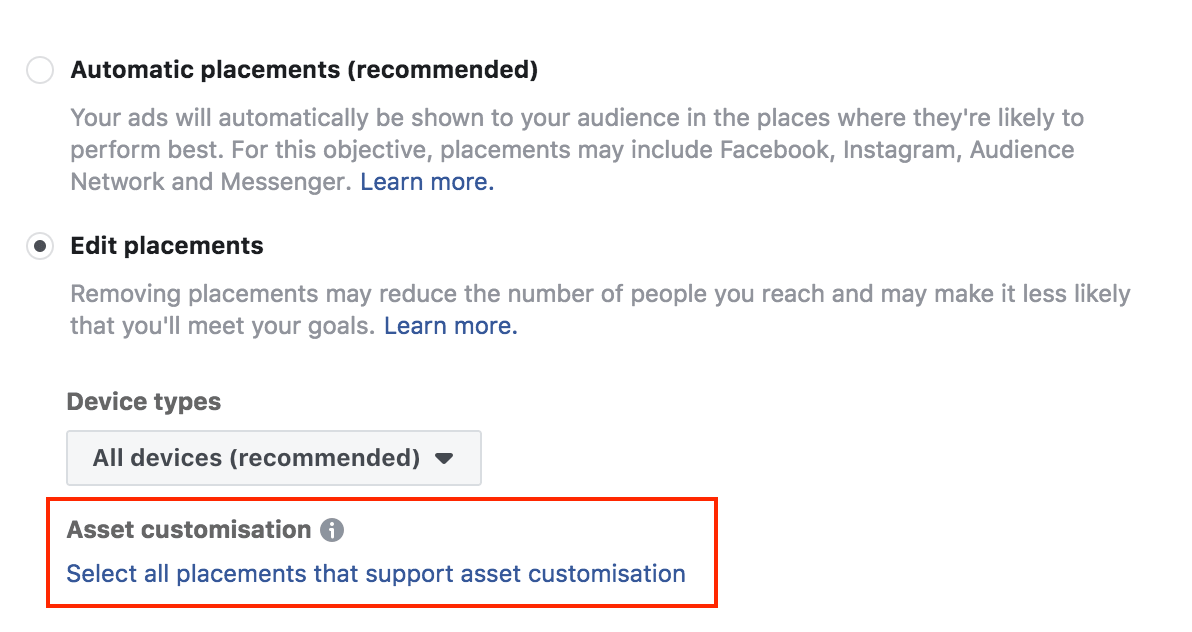 customize your facebook assets