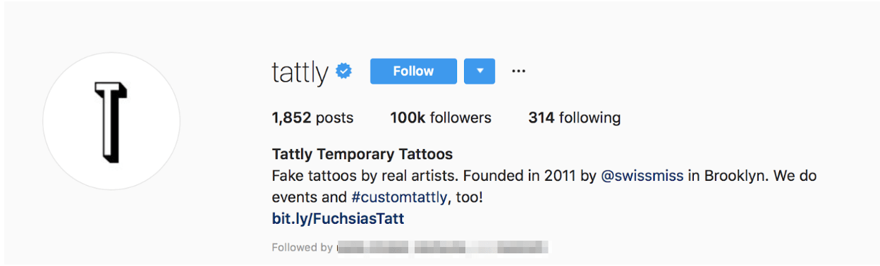 Biografia Instagram di Tattly