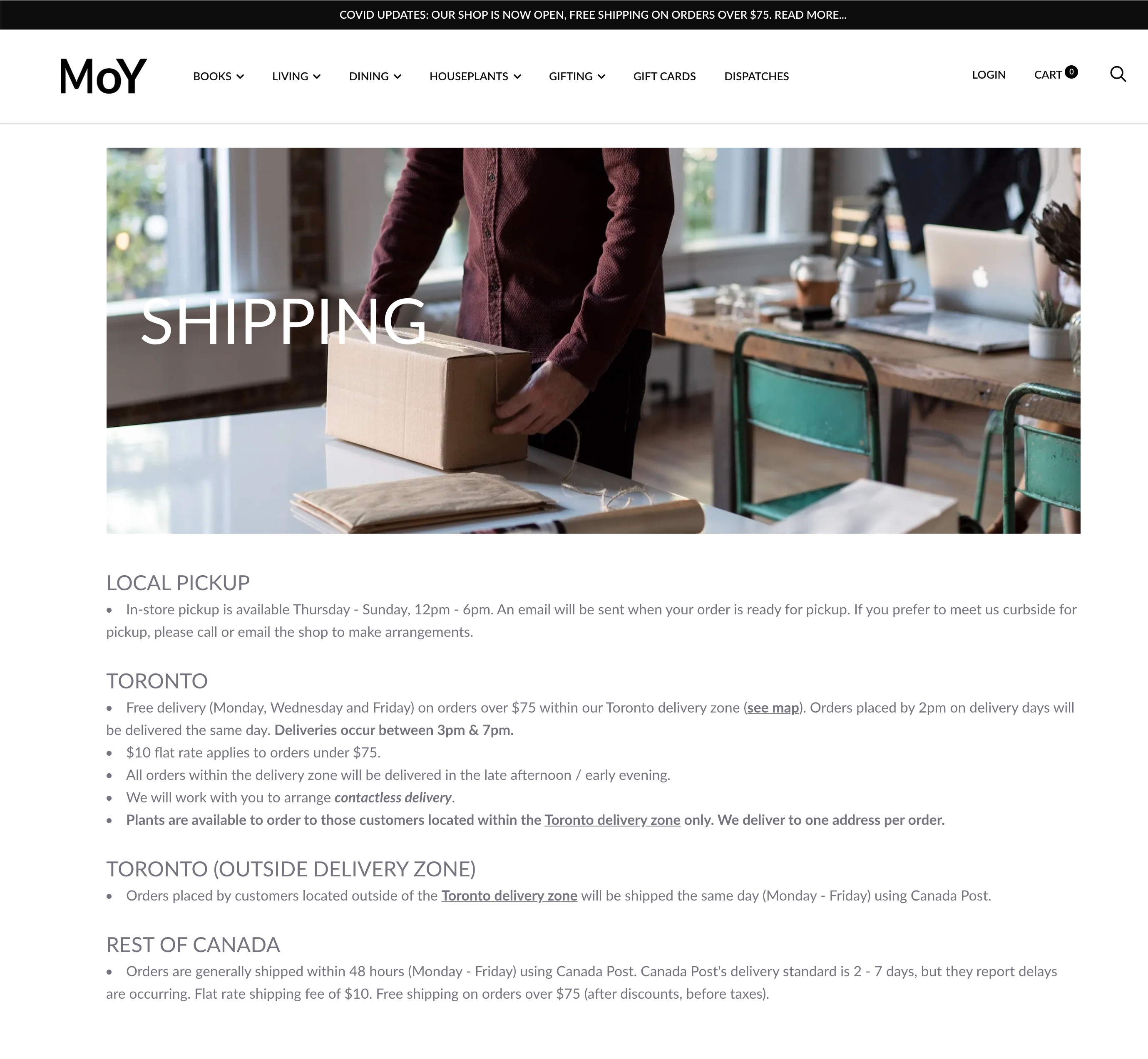 merchant of york's local shipping policy