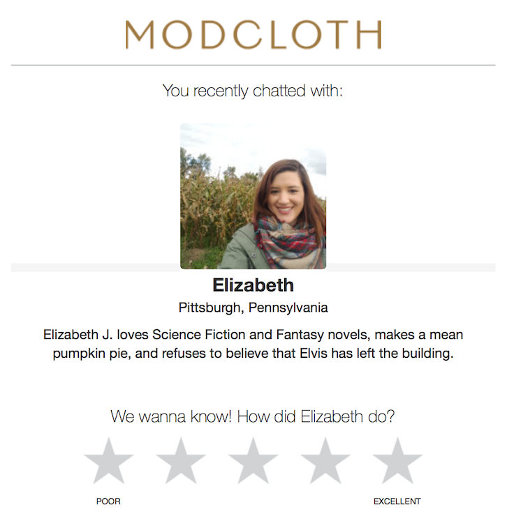 e-mail atendimento ao cliente ModCloth
