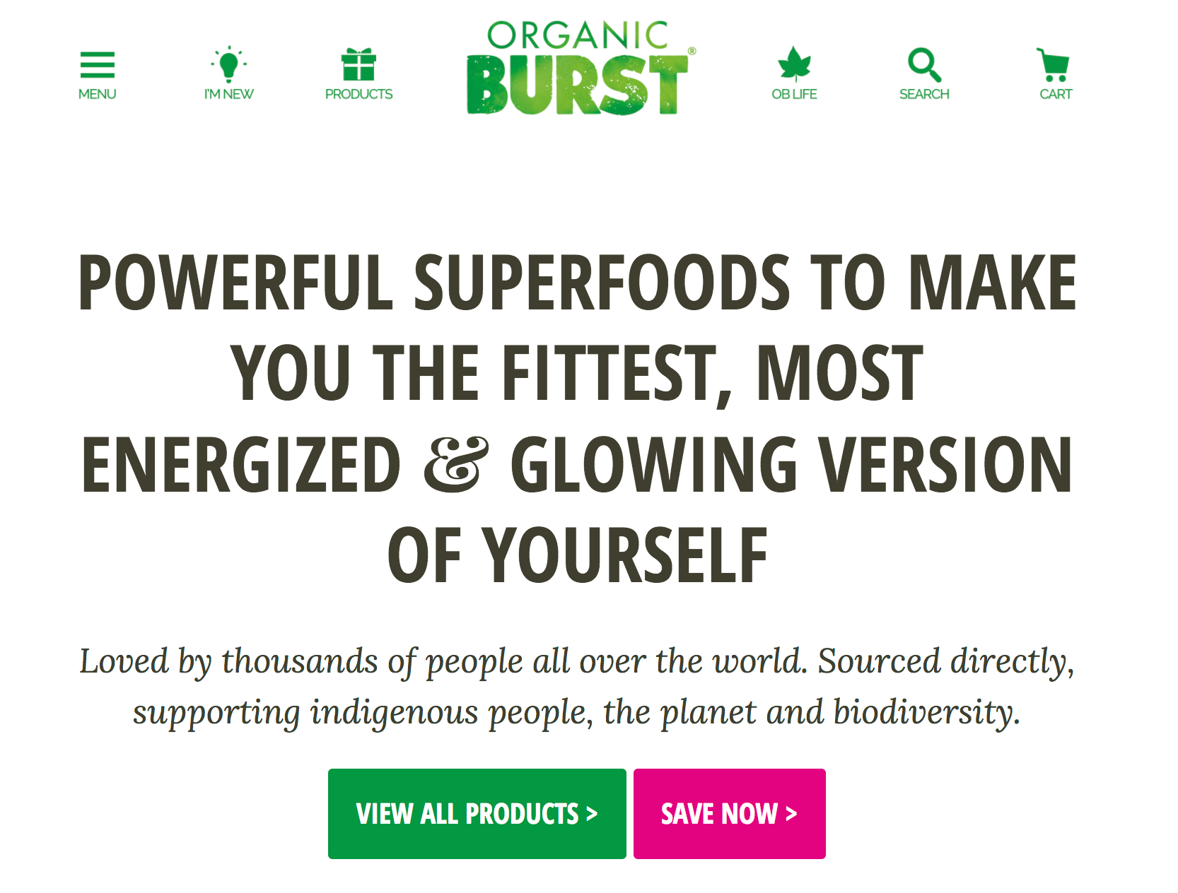 Organic Burst homepage
