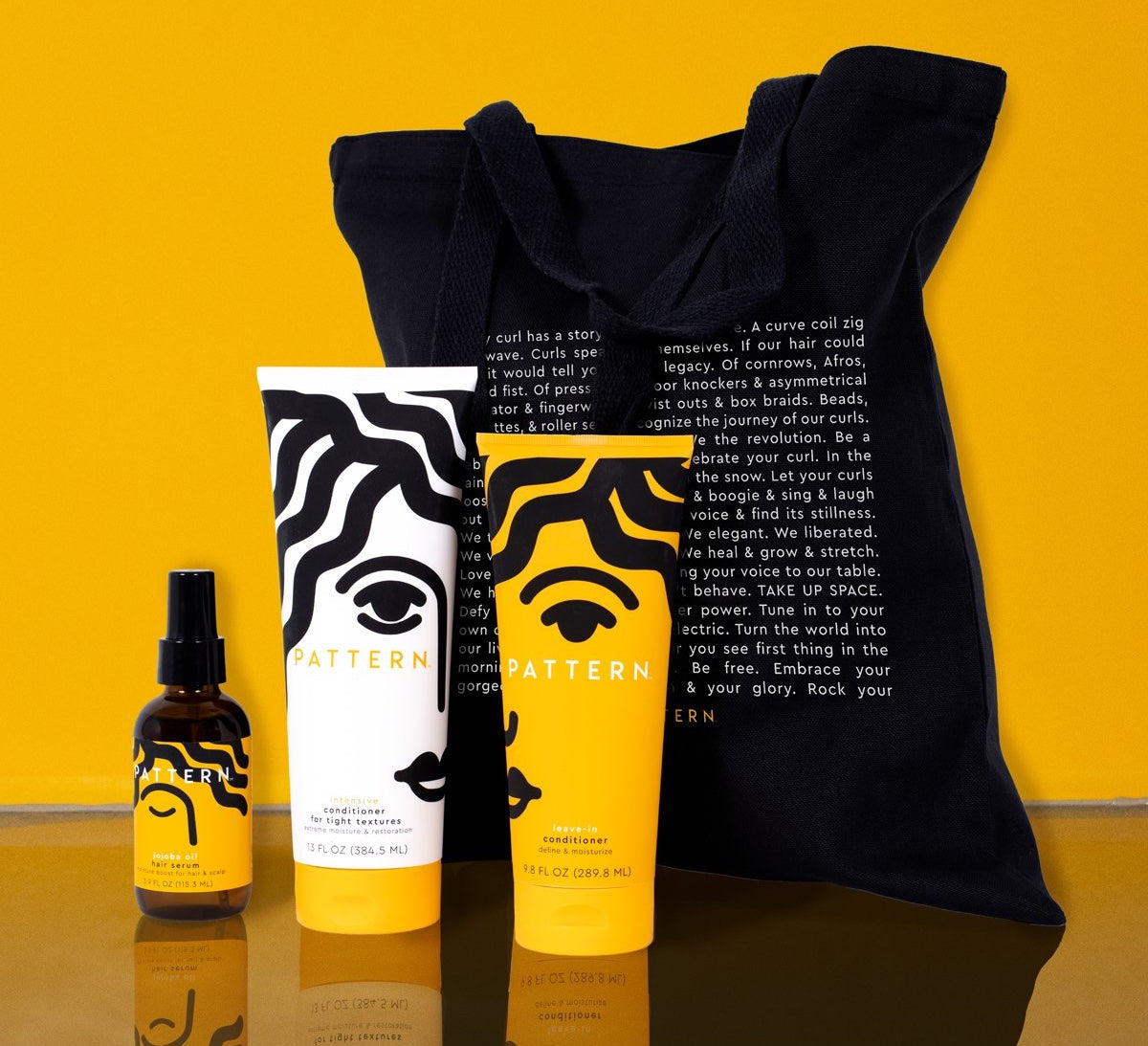 Tracee Ellis Ross Winter Hair Care Bundle against a yellow background