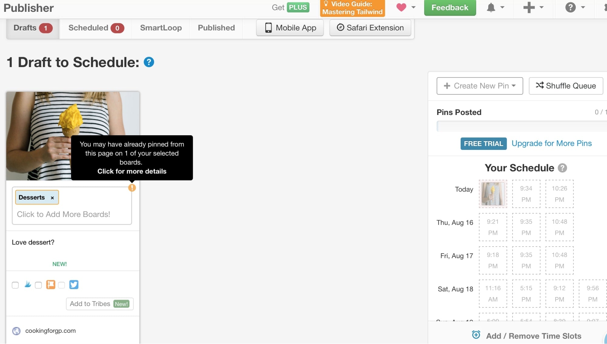 Tailwind strumento di programmazione per il Pinterest Marketing