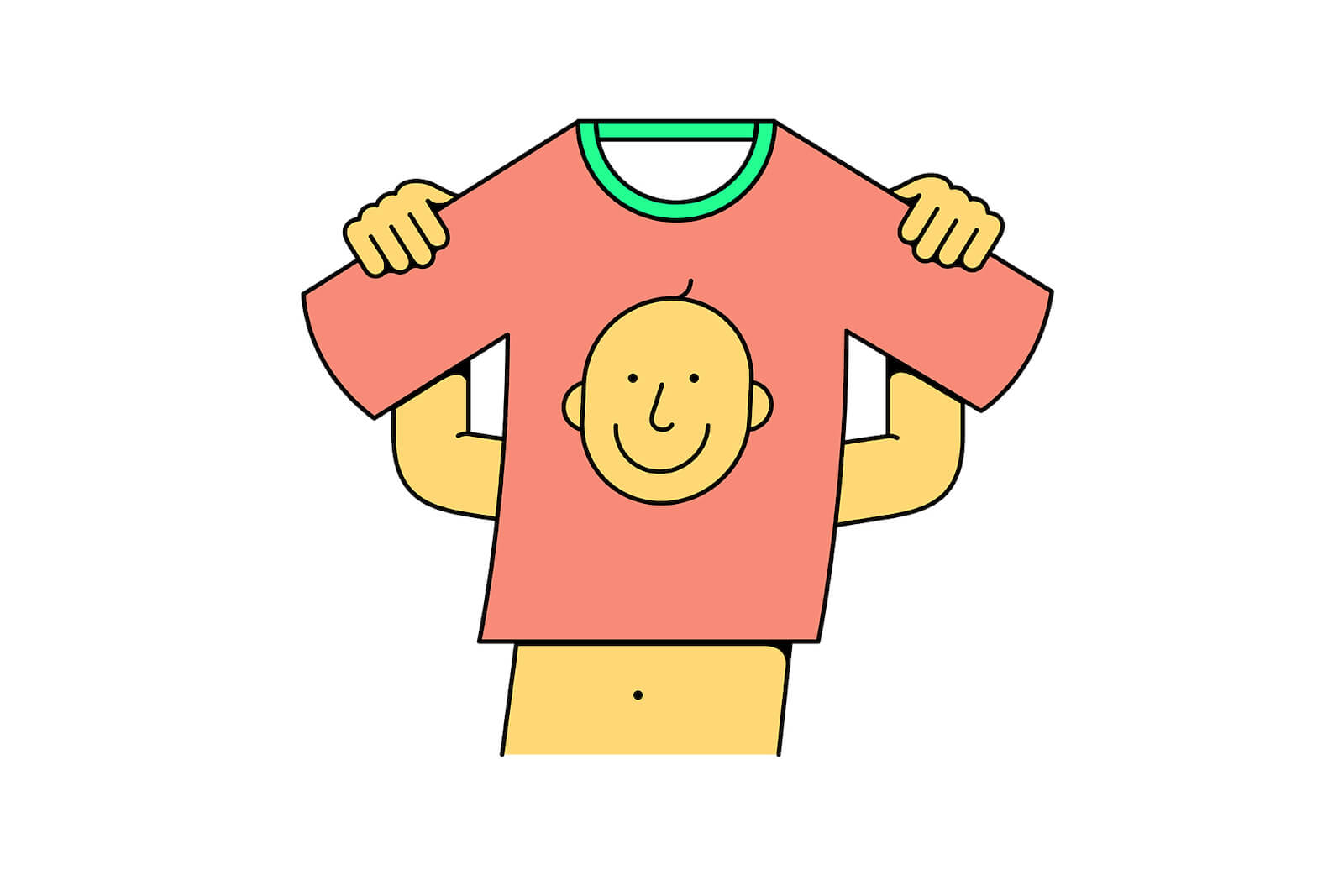 Eine Symbolgrafik, die ein T-Shirt mit einem Smiley zeigt. Mit Print-on-Demand kannst du leicht Geld in Heimarbeit verdienen.