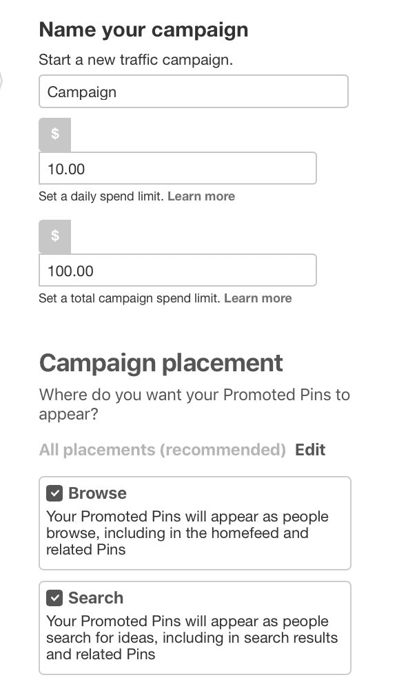 Promoted Pins campaign