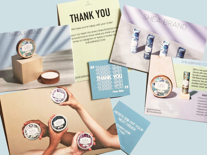 A packaging insert example from Shea Brands