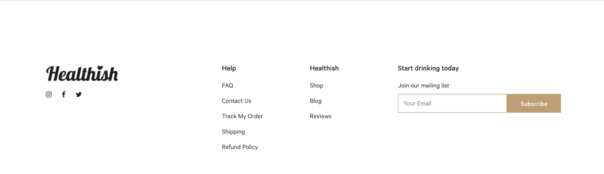 healthish website footer