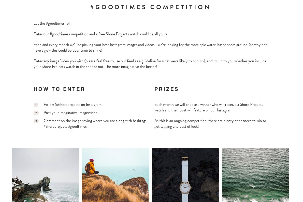 shore projects #goodtimes contest User generated content marketing