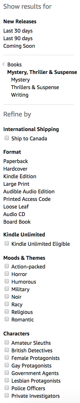 Subcategories on Amazon