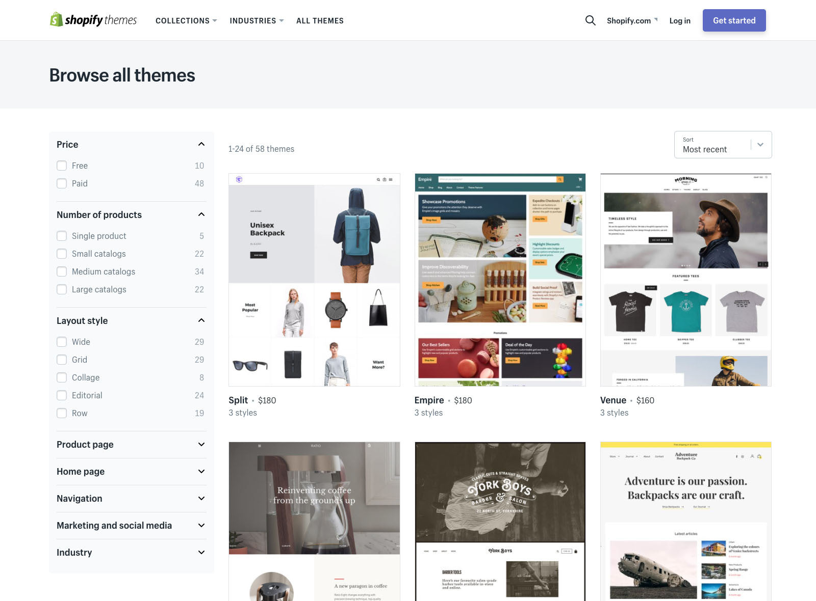 Shopify theme store filtering