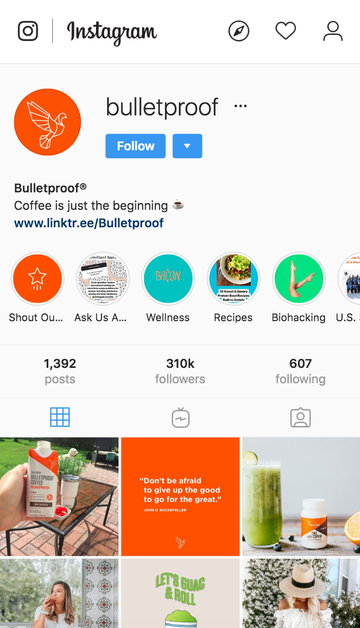bulletproof coffee instagram profile