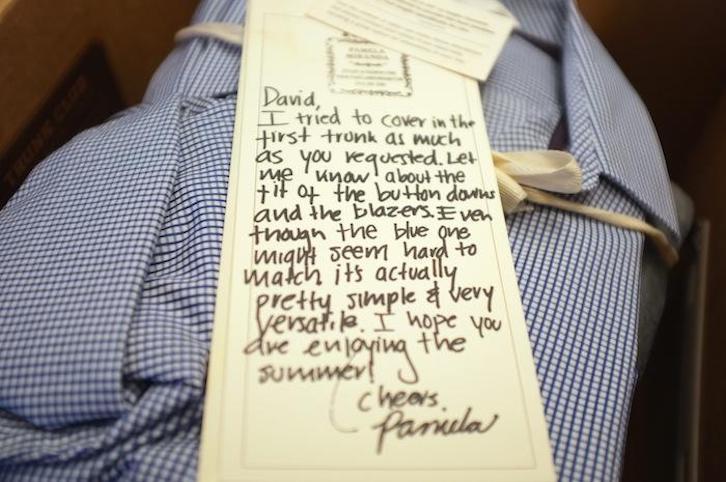 Trunk Club offers a handwritten packaging insert