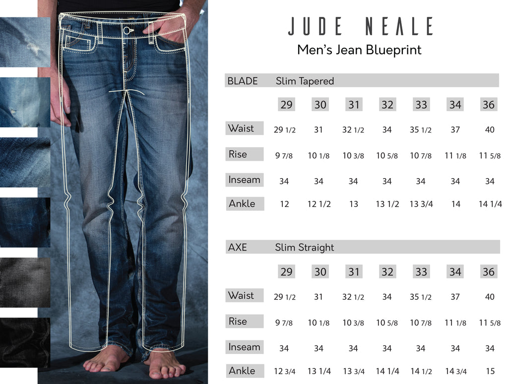 mens jeans chart | Jude