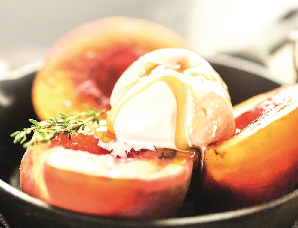 Grilled Peaches, Manuka Honey & Ice Cream - Honey New Zealand