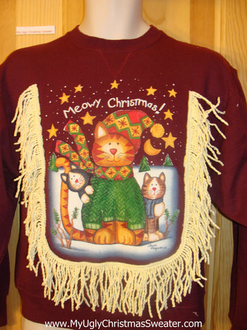 meowy christmas cat sweatshirt