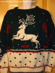 leaping reindeer vintage christmas sweater woolrich