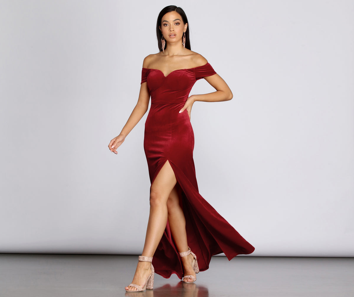 shania formal velvet sweetheart dress