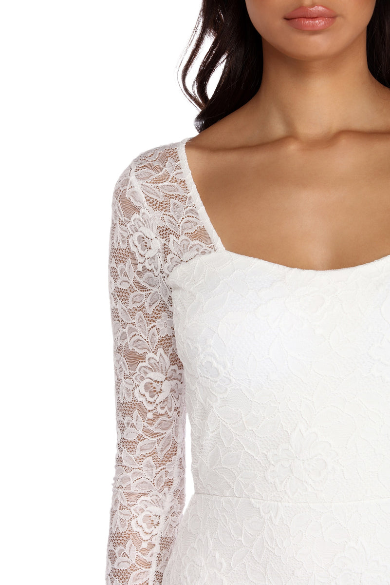 delilah illusion lace formal dress