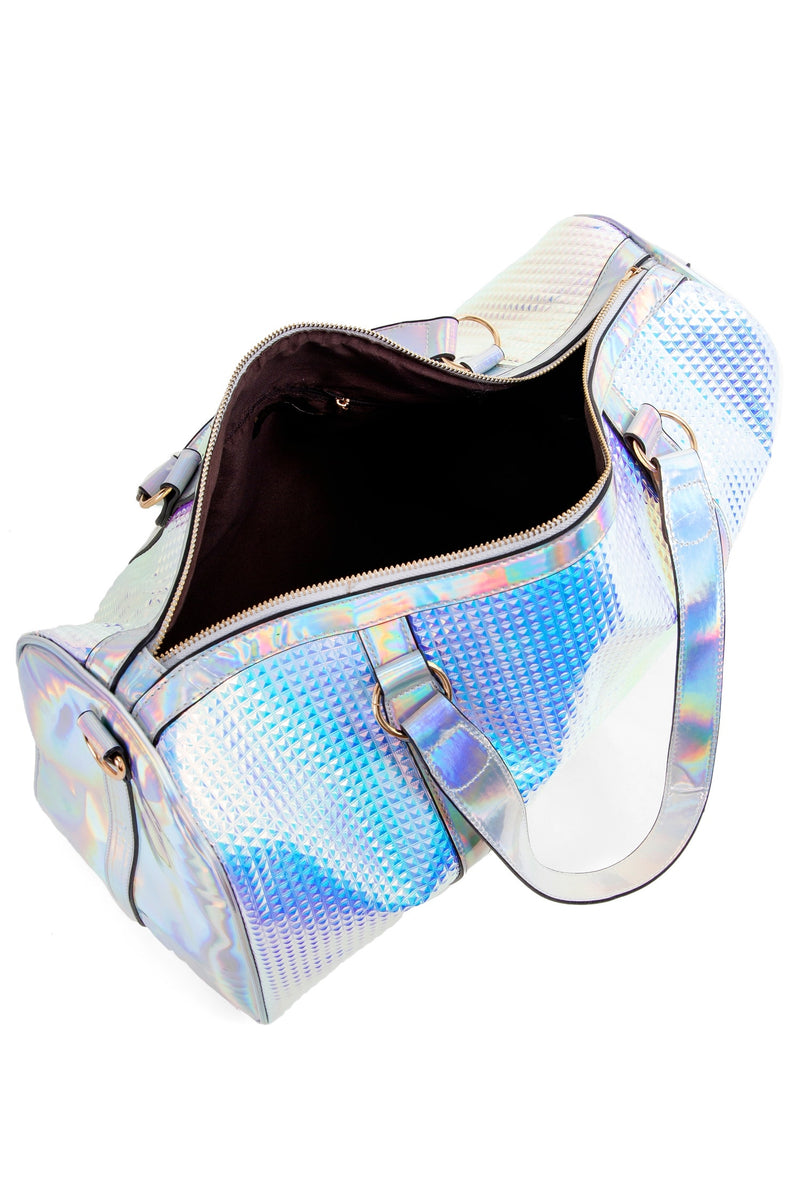 iridescent duffle bag