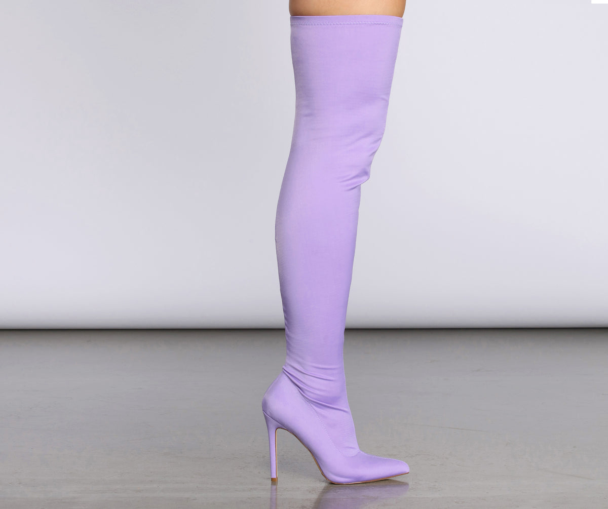 purple thigh boots