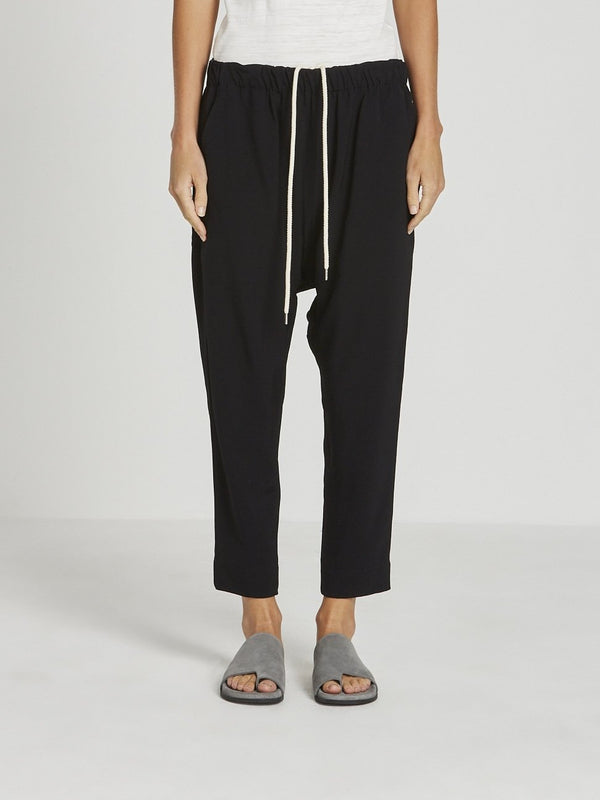 bassike easy pull on drapey pant in black