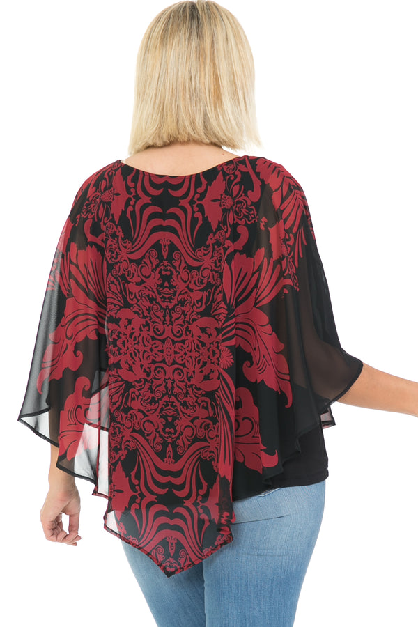 Women's Tie-Dye Double-Layered Chiffon Poncho Top