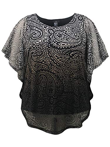 Paisley Burnout Poncho Blouse Top