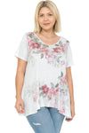 Medallion Short Sleeve High-Low Print Top