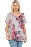 Medallion V-Neck Swing Short Sleeve Print Top