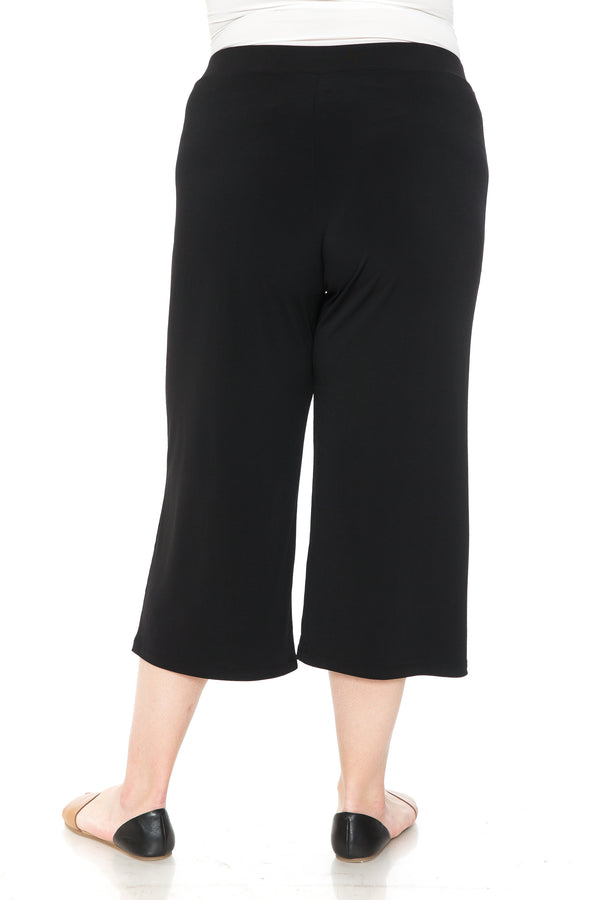 Women's Pull On ITY Knit Wide Leg Crop Pants