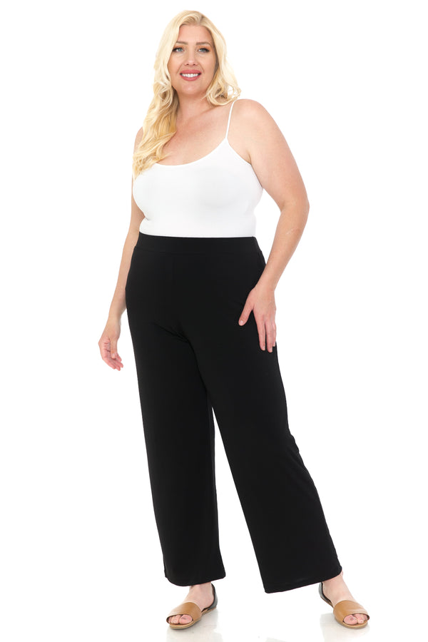 Women's Solid  ITY Knit Straight Wide Leg Pants