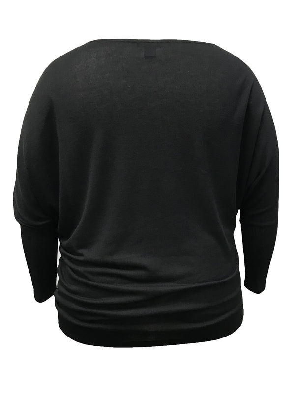 Black Studded Off-Shoulder Sweater