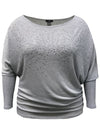 Grey Studded Off-Shoulder Sweater