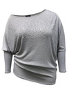 Grey Studded Off-Shoulder Sweater
