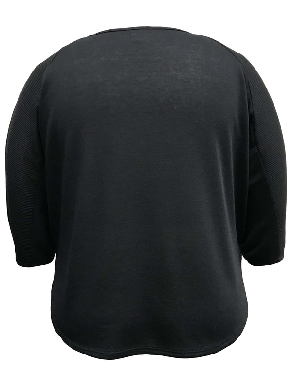 Ribbed Dolman-Sleeve Sweater