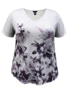 Violet V-Neck Short Sleeve Print Top