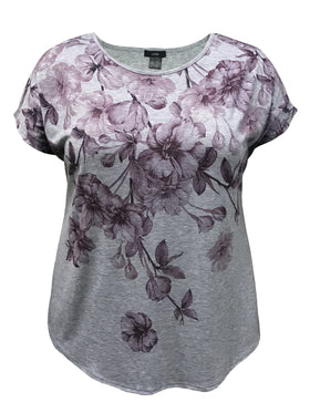 Women's Purple Floral Dolman Short Sleeve Top