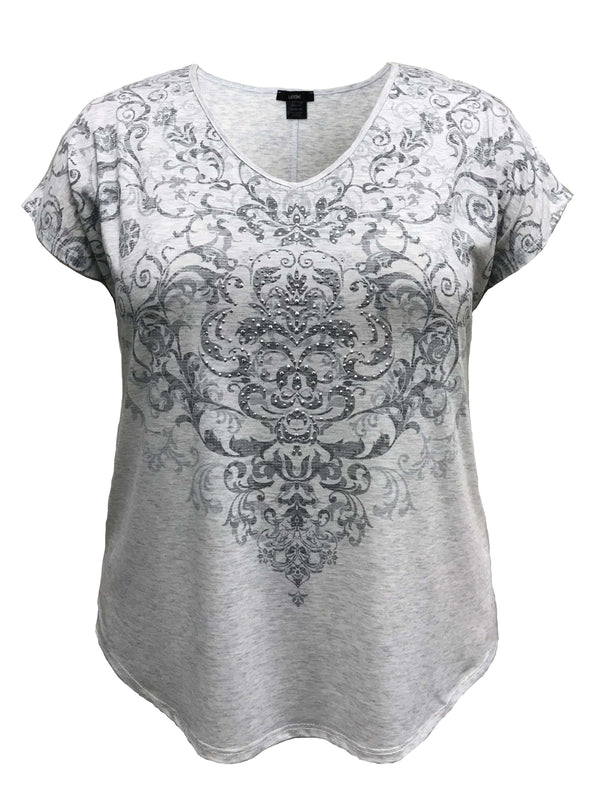 Women's Paisley Print V-Neck Dolman Short Sleeve Top