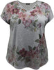 Women's Multi-Floral V-Neck Dolman Short Sleeve Print Top