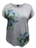 Dolman Short Sleeve Green Floral Print Top