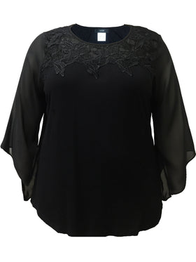 Black Lace Applique Top