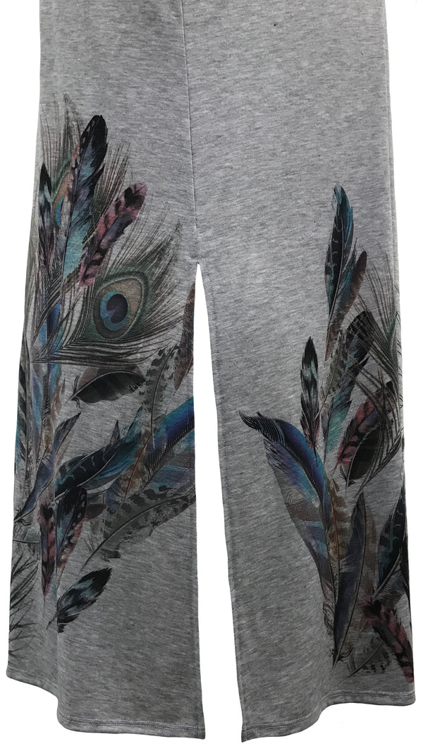 Feather Printed Knee Length Cardigan