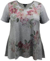 Women's Multi. Floral High-Low Hem V Neck Short Sleeve Print Top