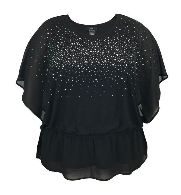 Women's Studded Elastic Waist Chiffon Poncho