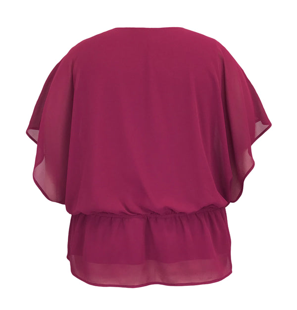 Women's Solid Elastic Waist Chiffon Poncho