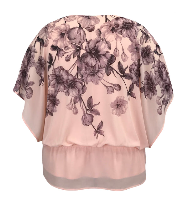 Women's Floral Printed Elastic Waist Chiffon Poncho